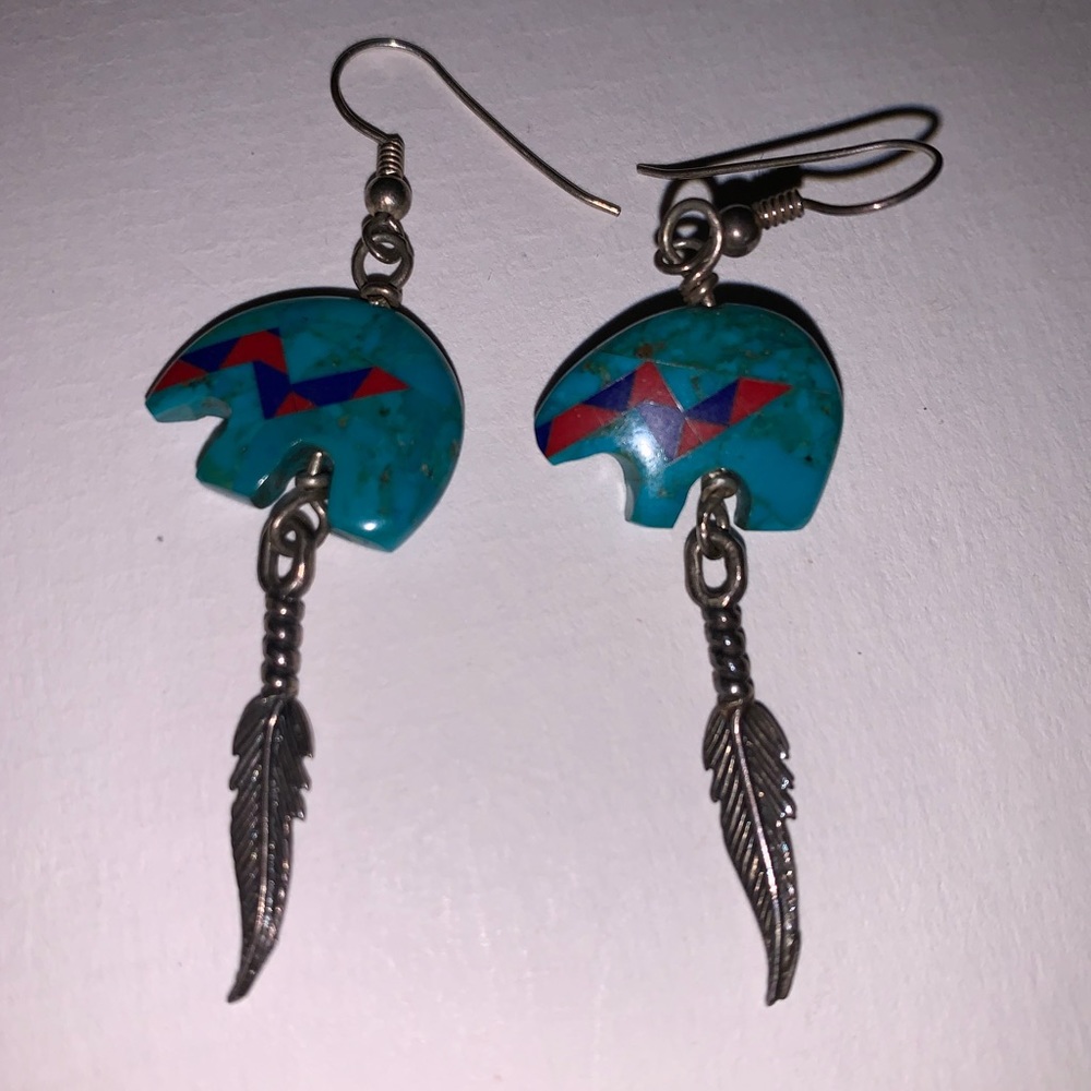 Genuine turquoise inlayed Earrings